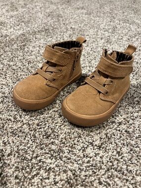 Kids Brown Suede High-Top Sneakers